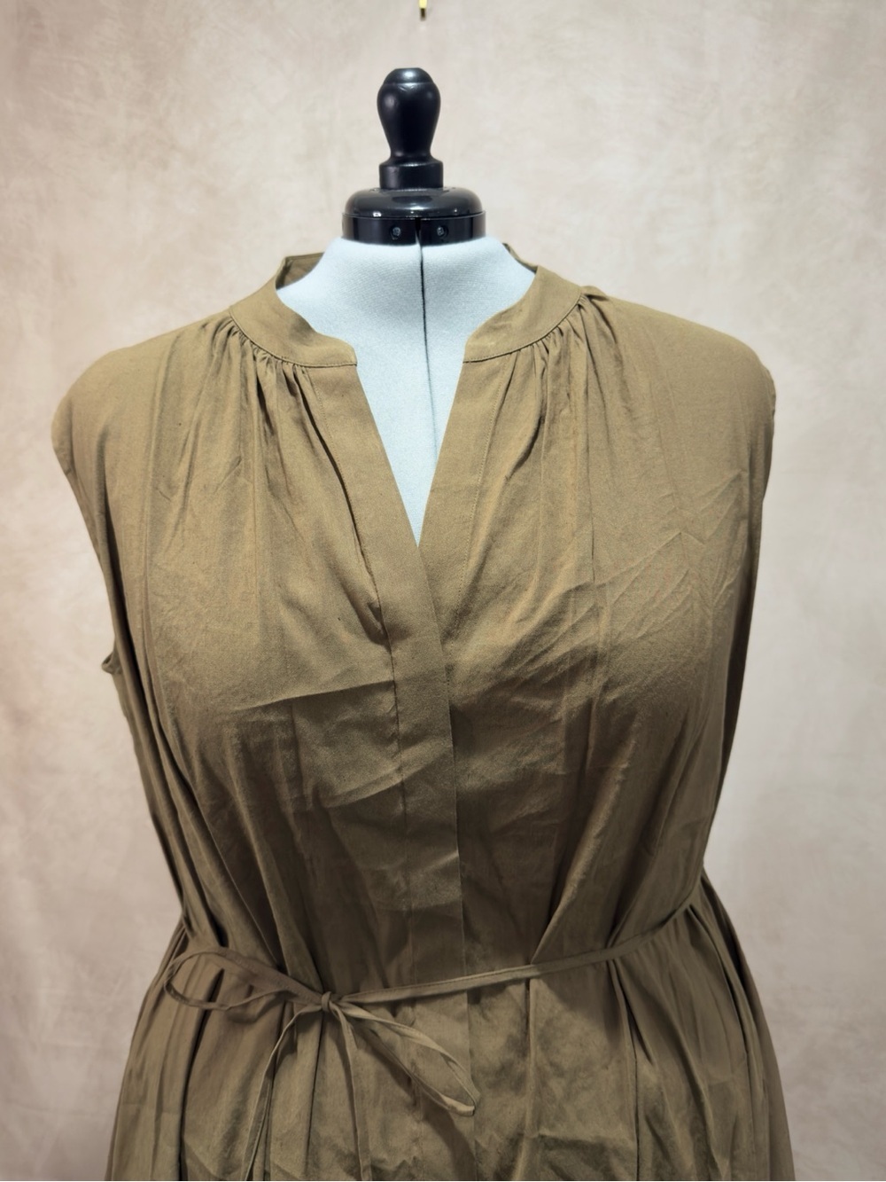 Vince Sleeveless Linen Blend Midi Dress Cottonwood 2X Minimalist Work - Picture 6 of 11